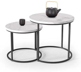 Set 2 mese de cafea Oreo marmura alba/negru – d 43-53 x h 35-45 cm