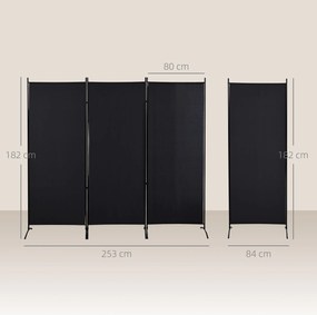 HOMCOM Paravan interior cu 3 panouri, separeu pliabil pentru spatii din metal si poliester, 253x50x182cm, bej | Aosom Romania
