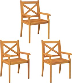 vidaXL Scaune de exterior, 3 buc., lemn masiv de acacia