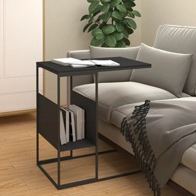 vidaXL Masă laterală, negru, 55x36x59,5 cm, lemn compozit