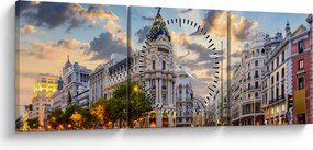 Tablou - Calle Gran Vía, Madrid, Spania (cu ceas) (90x30 cm)