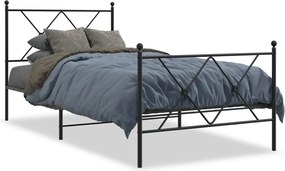 vidaXL Cadru pat metalic cu tăblii de cap/picioare, negru, 90x190 cm