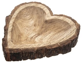Tavă decorativă InDecor din lemn de mango cuscoarță Inimă, 22 x 22 x 3 cm