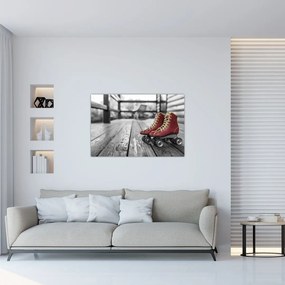 Tablou cu pantofi cu role vechi roșii (90x60 cm)