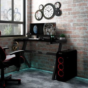 Birou de gaming LED cu picioare în formă de Y negru 90x60x75 cm