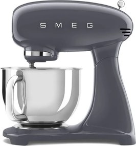 Mixer planetar SMEG SMF03GREU, 800 W, 4,8 l, 10 viteze, Functie de pornire treptata, Bol cu maner, Gri