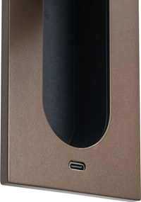 Set de 2 Aplice Moderne Bronz Închis Incl. LED și Port USB-C - Hilton