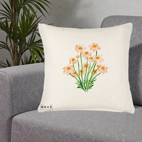 Perna Decorativa Margarete Camp, 40x40 cm, Crem Reliefat, Husa Detasabila, Perna Inclusa, BEKZ®