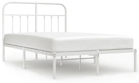 352625 vidaXL Cadru de pat metalic cu tăblie, alb, 120x200 cm