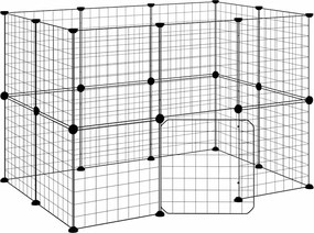 vidaXL Cușcă animale de companie cu ușă 20 panouri negru 35x35 cm oțel