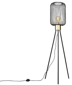 Lampa de podea de design neagră cu auriu - Mayelle