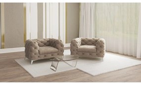 Fotoliu grej cu tapițerie din catifea Chelsea – Ropez