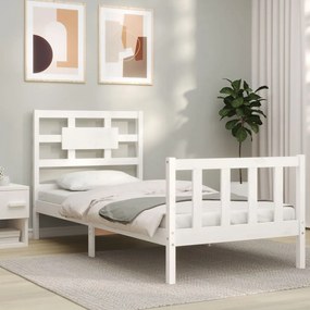 3192547 vidaXL Cadru de pat cu tăblie, alb, 100x200 cm, lemn masiv