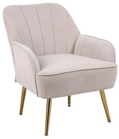 Fotoliu de salon modern din catifea, Design ergonomic, Bej