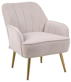 Fotoliu de salon modern din catifea, Design ergonomic, Bej