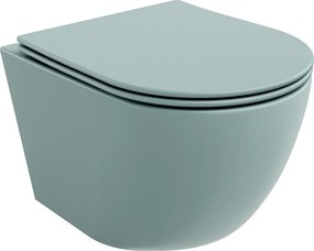 Mexen Lena vas de toaletă Rimless cu capac cu închidere lentă slim, duroplast, verde deschis mat - 30224048