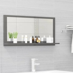 Oglinda de baie, gri extralucios, 80 x 10,5 x 37 cm, PAL gri foarte lucios, 80 cm