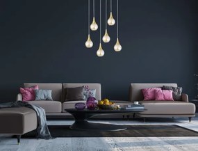 Lustră pe cablu LACRIMA HONEY 6xE27/60W/230V alb/auriu/bej fumuriu