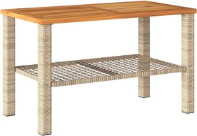 vidaXL Masă de grădină, bej, 70x38x42 cm, poliratan și lemn acacia