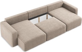 Colțar bej extensibil/cu spațiu de depozitare cu tapițerie din chenille (în formă de "U") Kona – Makamii