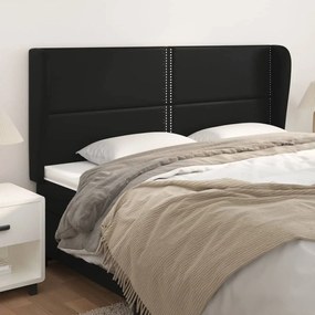 vidaXL Tăblie de pat cu aripioare, negru, 203x23x118/128 cm, piele eco