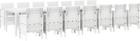 vidaXL Set de masă de grădină cu perne cu pernă 15 pcs Alb PP