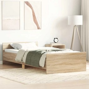 vidaXL Cadru pat fără saltea, stejar sonoma 75x190 cm lemn prelucrat