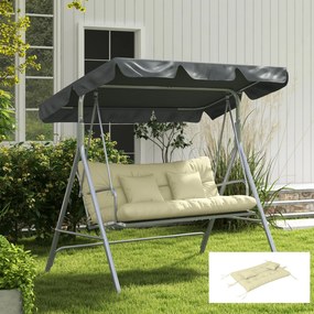 Outsunny Set 4 Piese Perne de Grădină cu Șnururi de Fixare, Perne pentru Ședere și Spate cu Umplutură Groasă, pentru Balansoar de Grădină, Crem | Aosom Romania