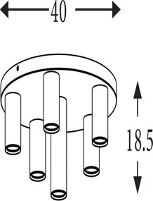 Searchlight 50570-6BK - Plafonieră TUBES, 6 x GU10, 10 W, 230 V, Ø 40 cm