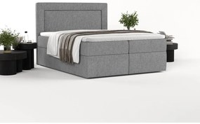 Pat boxspring gri cu spațiu de depozitare 180x200 cm Imagine – Maison de Rêve