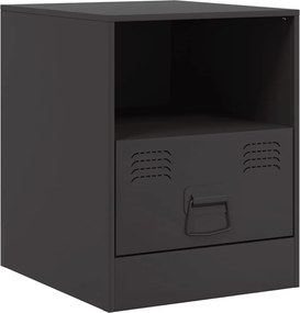vidaXL Noptieră, negru, 34,5x39x44 cm, oțel