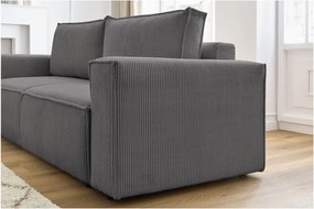 Canapea gri închis extensibilă cu tapițerie din catifea reiată 245 cm Nihad – Bobochic Paris