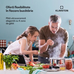 Klarstein EasyCook, plită din sticlă ceramică, 6100 W, buton rotativ, negru