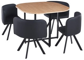 Set de mobilier dining 1+4, stejar/negru, BEVIS NEW
