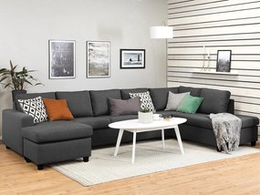 Colțar Scandinavian Choice C161Gri inchis, Negru, 344x199x80cm, Picioare: Plastic