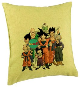 Perna Decorativa cu Dragonball Characters 2, 40x40 cm, Verde, Husa Detasabila, Burduf