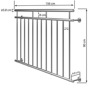 Deuba Balustrada balcon - 90x156 cm