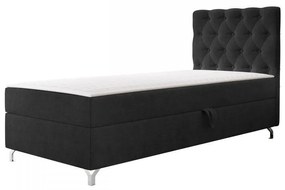 Pat de o persoană 80 cm Jenaks 1 (Negru) (cu somieră și saltea) (cu sp. depozitare) (D). 1103586
