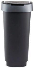 Coș de gunoi din plastic reciclat, argintiu-negru 25 l Twist - Rotho