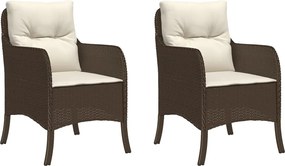 vidaXL Fotolii de grădină cu perne, 2 buc., maro, poliratan