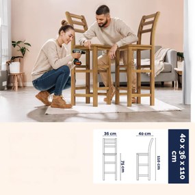 Scaune de bar OSLO cu spătare, 2 buc., 40x36x110cm, maro natural Casaria