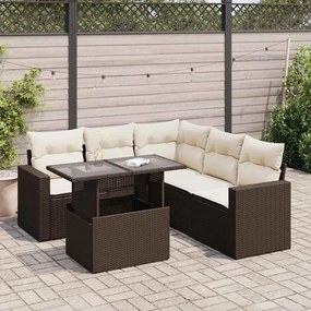 vidaXL Set canapele de grădină cu perne, 6 piese, maro, poliratan