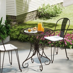 Outsunny Masă de grădină rotundă Ø 85 cm, masă de terasă cu cadru metalic, greutate suportată 50 kg, pentru interior și exterior, maro | Aosom Romania