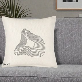 Perna Decorativa Abstract Linii Organice, 40x40 cm, Crem Reliefat, Husa Detasabila, Perna Inclusa, BEKZ®