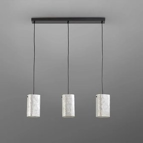 Lustra cu 3 pendule metal negru, sidef alb Nakar
