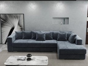 Colțar extensibil dumonde cu ladă de depozitare si sezut confortabil din spuma high-density, Gloria Euphoria Grafit II 320x183 cm