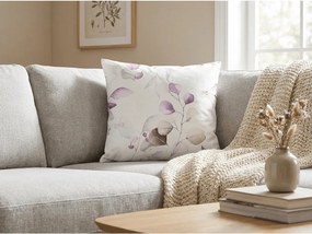 Set 2 bucati huse decorative pentru perna din microfibra FLORANY 45x45 cm, alba