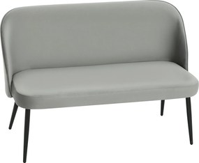 HOMCOM Canapea 2 locuri, canapea modernă tapițată cu cadru din metal și lemn, tapițerie cu aspect de catifea, Gri | Aosom Romania
