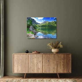 Tablou pe sticlă cu lac în munții Tatra (70x50 cm)