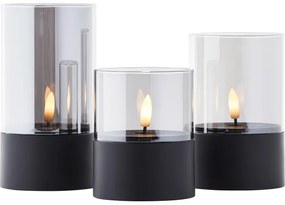 Brilliant - Set 3x lumânări LED BOUGIE LED/2xAA IP44 negru/fumuriu